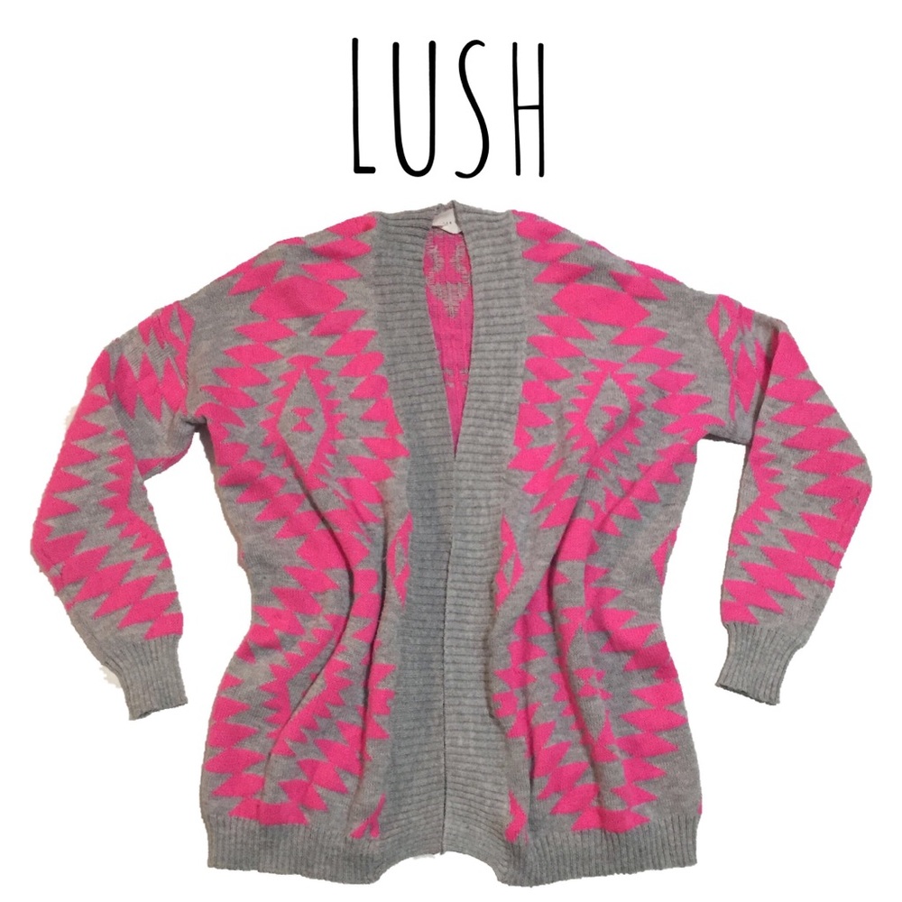 Lush Pink & Gray Aztec Cardigan - #142